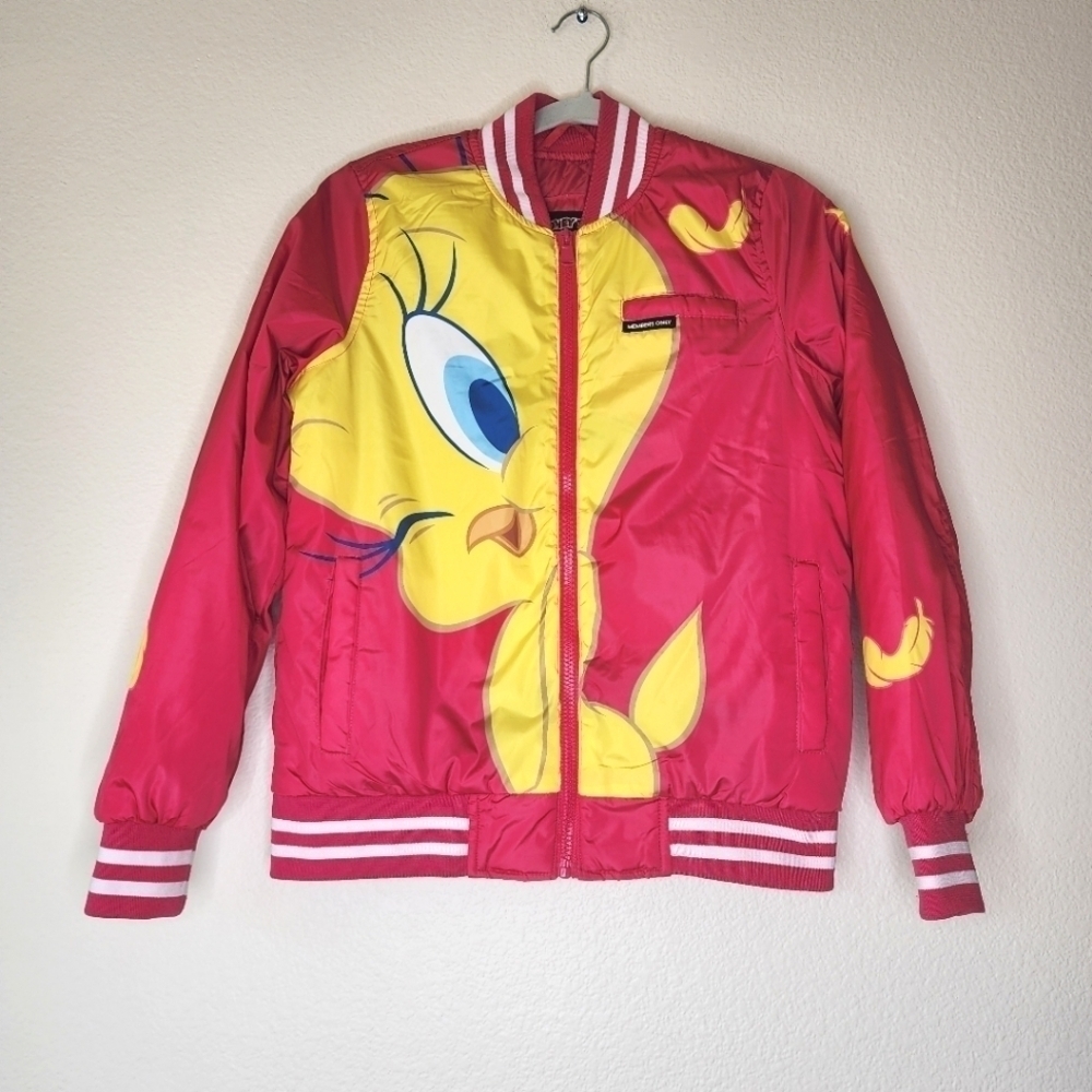 Members Only Looney Tunes Pink Tweety Bird Bomber Jacket S